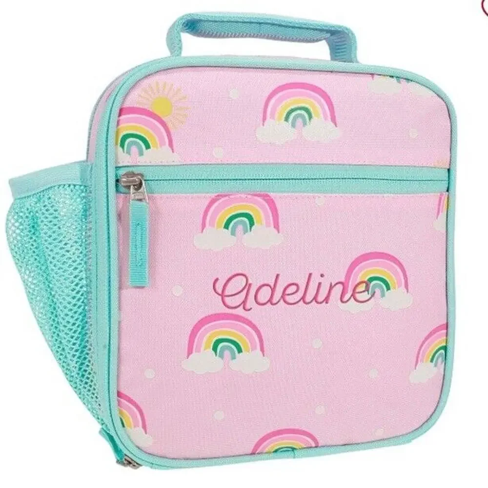 Pottery Barn Kids Mackenzie Pink Rainbow Glow in Dark‎ Lunch Box Mono “Chandler”